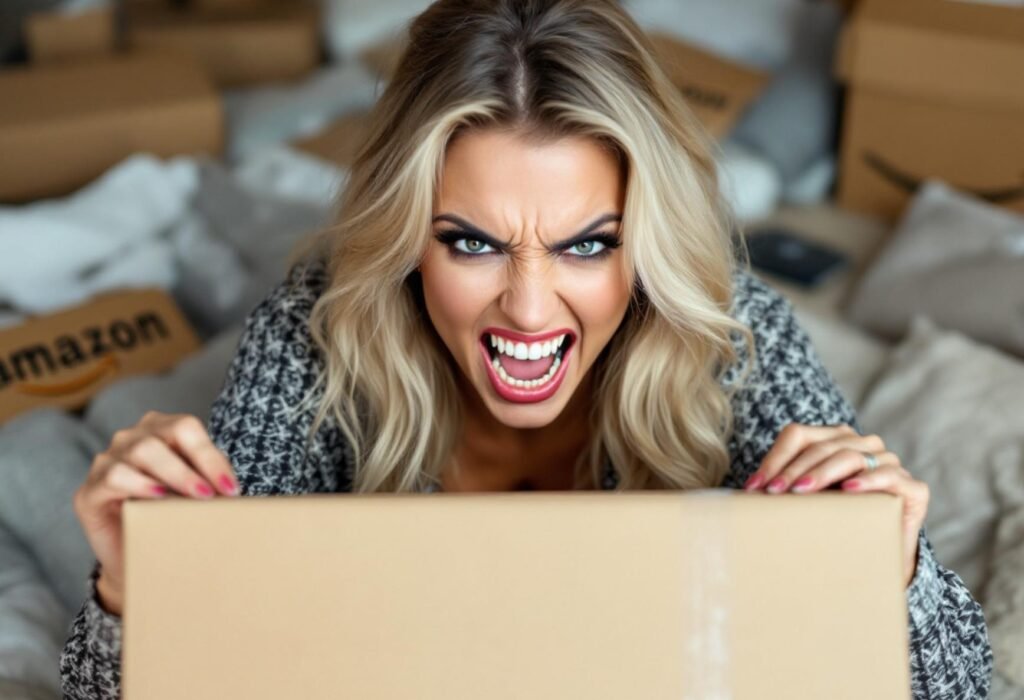 woman angry at amazon after delivering wrong product