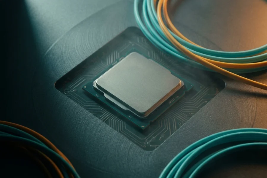 Arm server CPU package on a data center floor tile representing Meta's AWS Graviton agentic AI deal