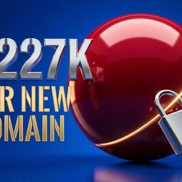 Giant 3D dot symbol representing ICANN 2026 new gTLD application round opening.