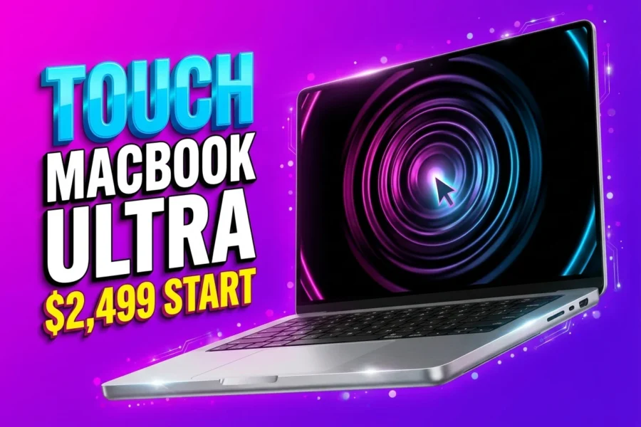 MacBook Ultra OLED touchscreen rumor with Dynamic Island and M6 Pro chip.