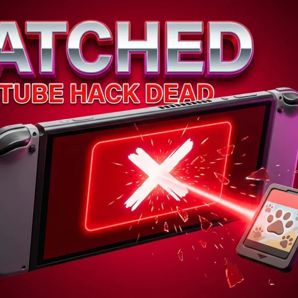 Nintendo Switch 2 console showing blocked YouTube workaround through Super Animal Royale.