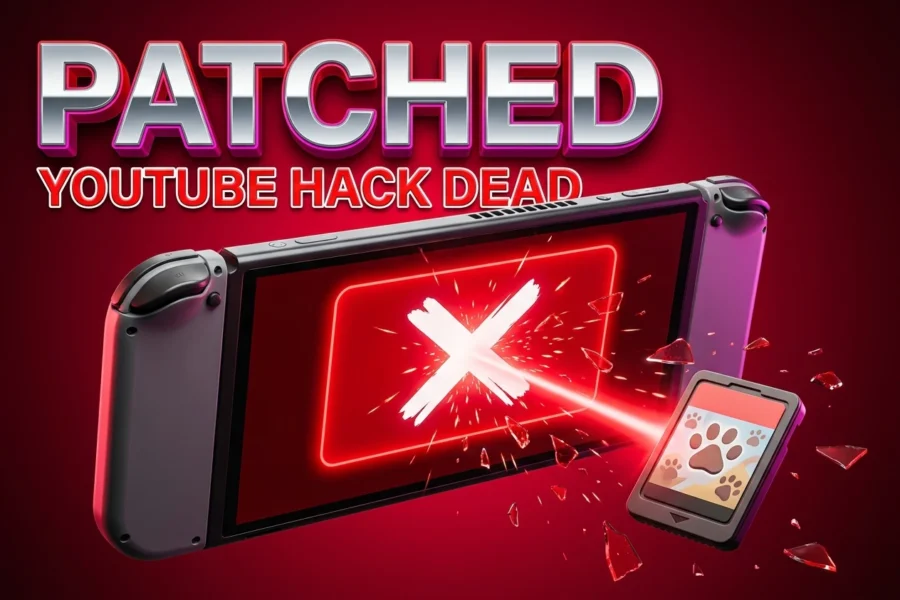 Nintendo Switch 2 console showing blocked YouTube workaround through Super Animal Royale.