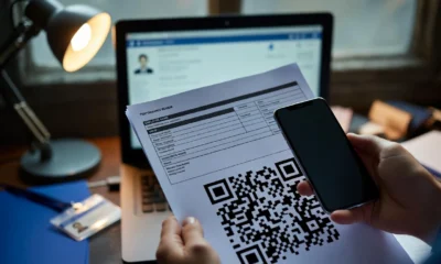 QR code email scam targeting employee reviews needs verification.