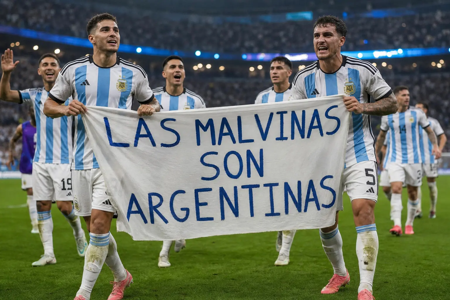 FIFA Argentina World Cup final brawl charges Malvinas banner