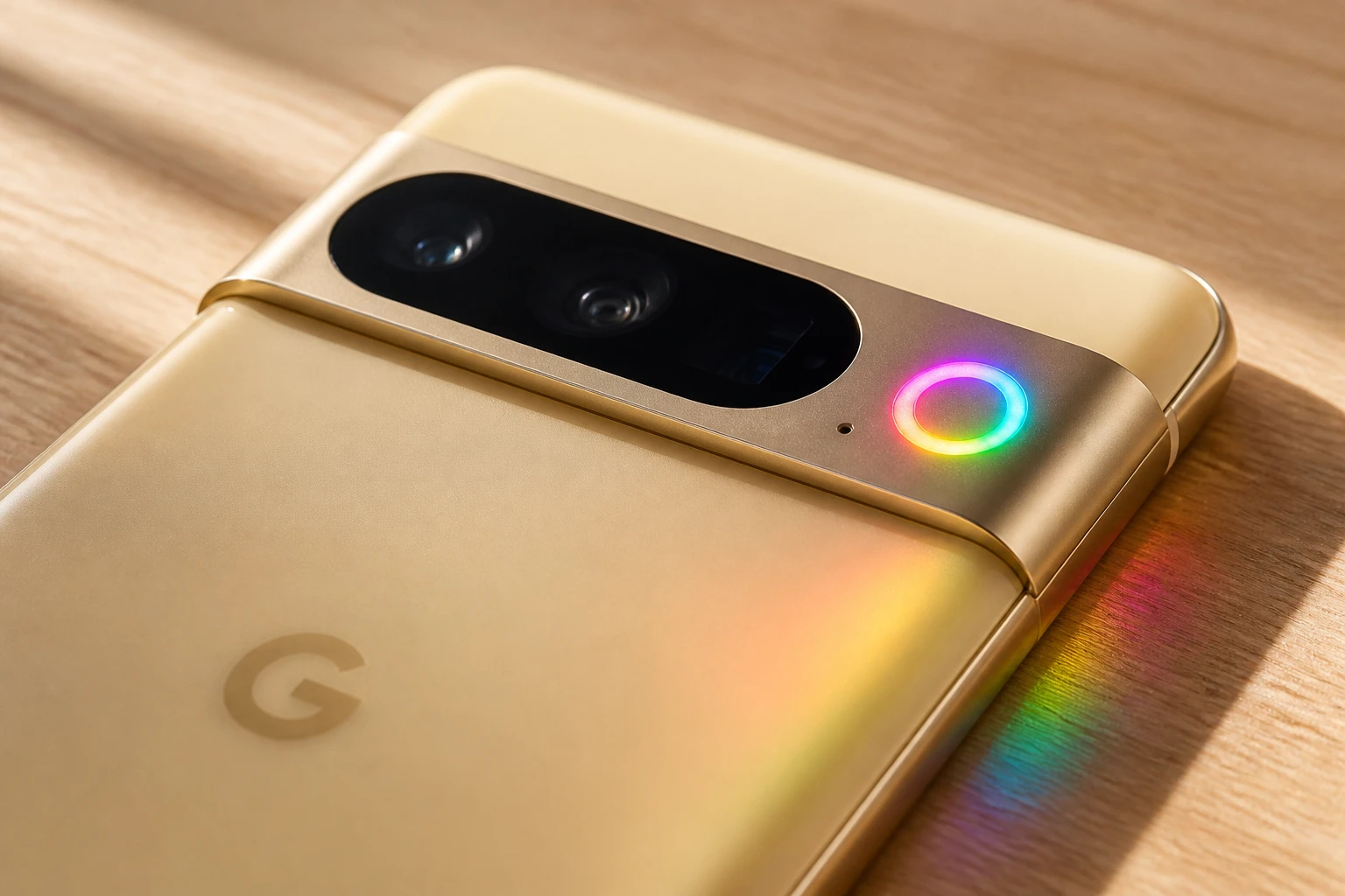 Pixel 11 Pro gold camera bar Pixel Glow RGB LED teaser