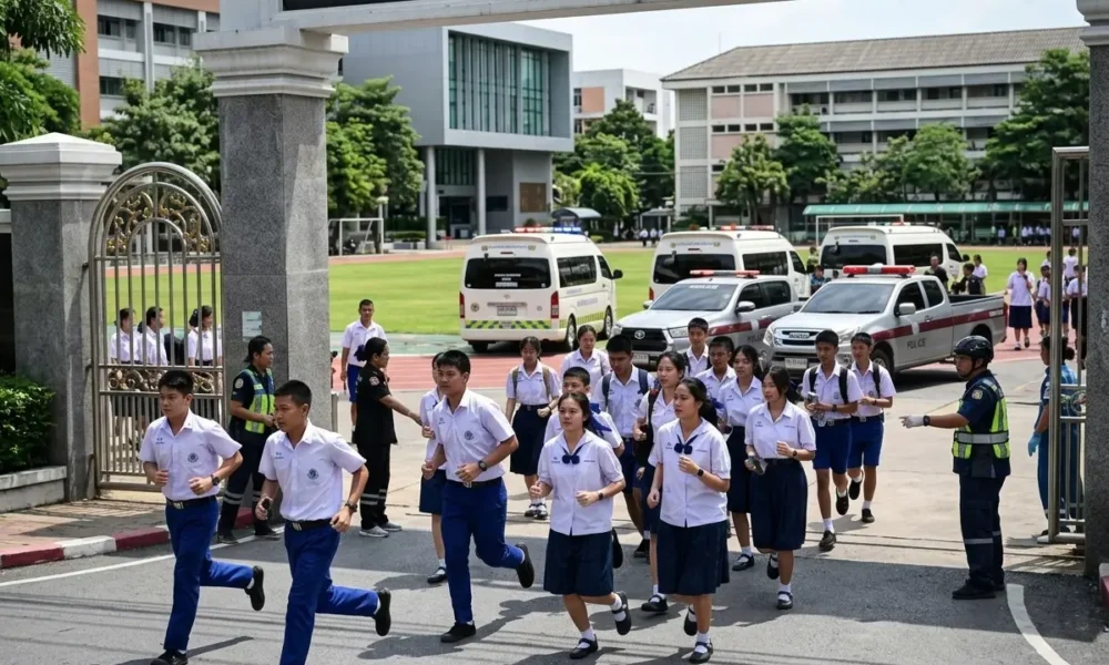 Debsirin Nonthaburi school shooting Thailand 14-year-old gunman scene