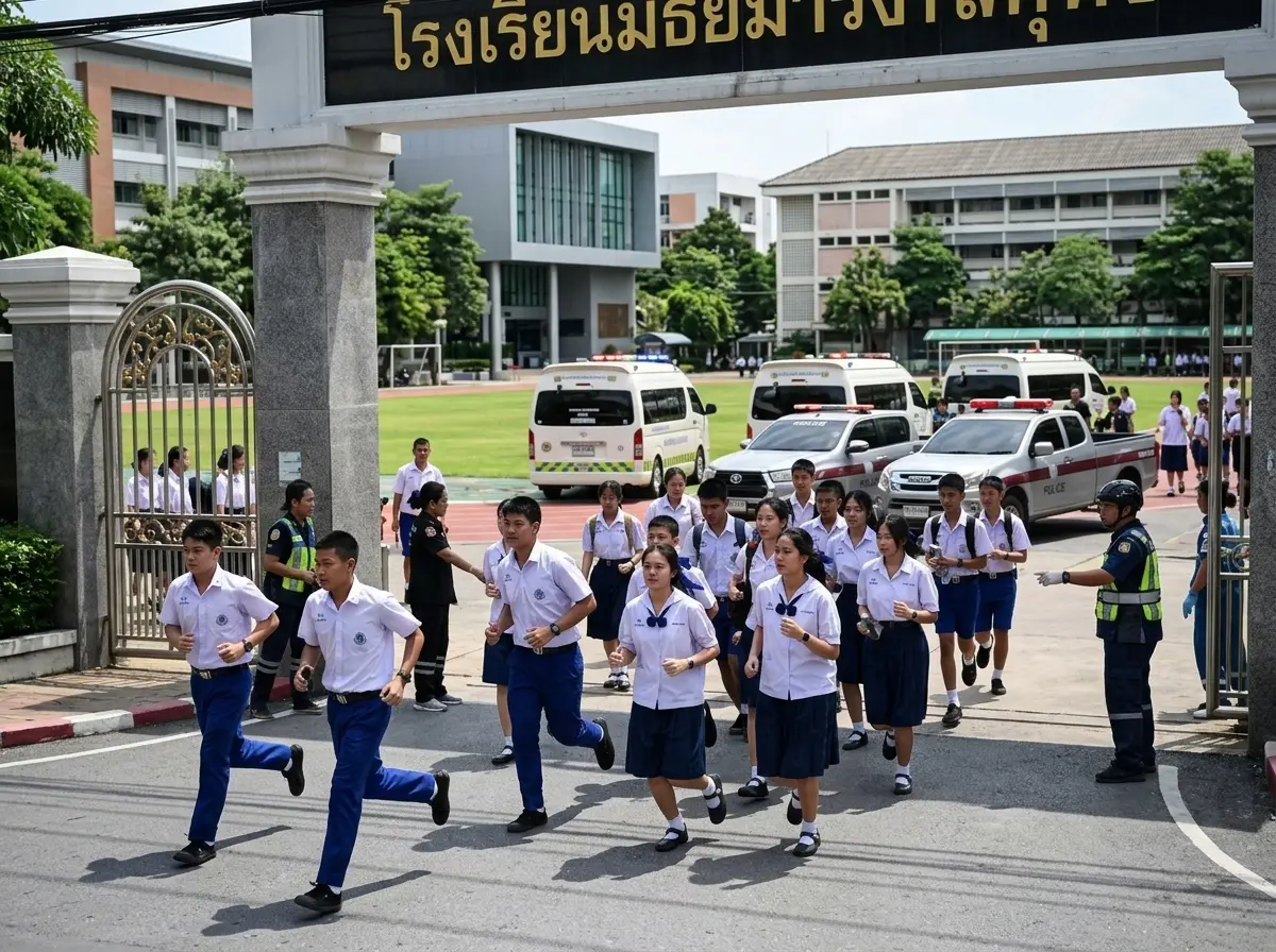 Debsirin Nonthaburi school shooting Thailand 14-year-old gunman scene