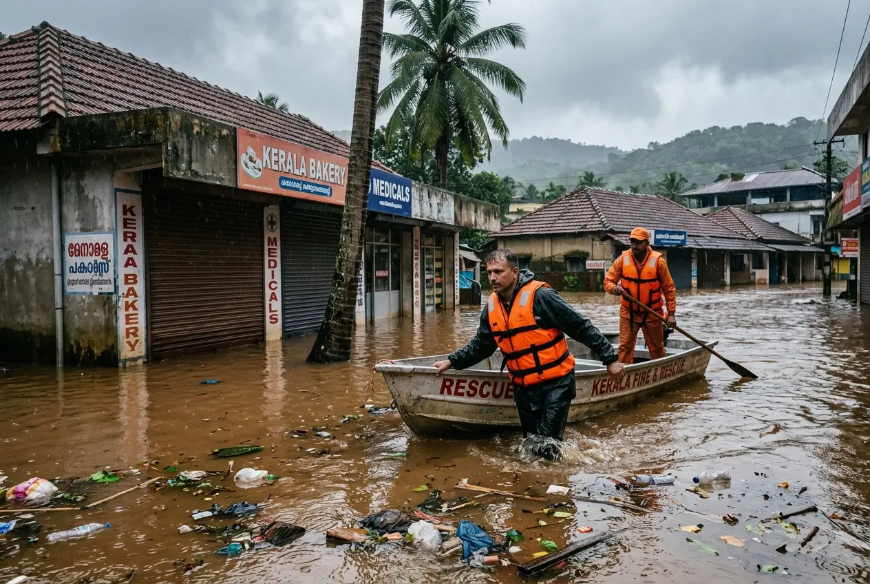 Kerala heavy rain floods landslides orange alert August 2026