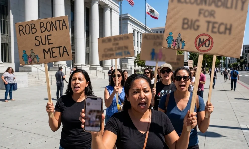 Meta child safety trial Oakland courthouse states attorneys