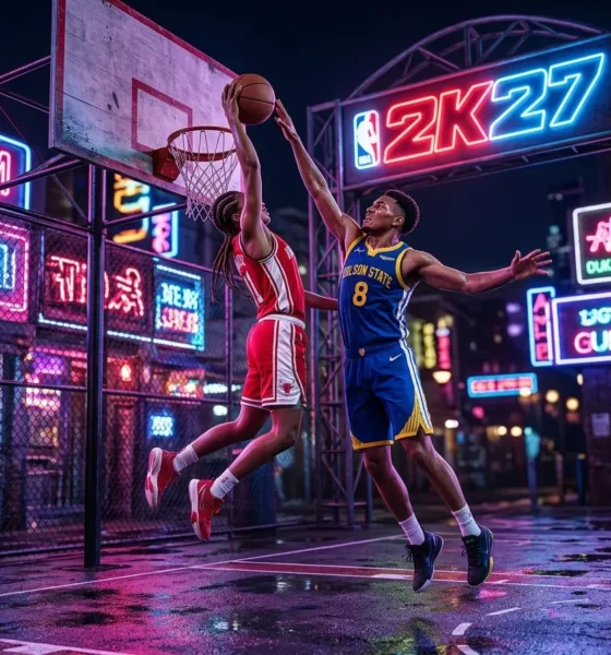 NBA 2K27 co-ed MyPLAYERs dunk contest at neon Rucker Park