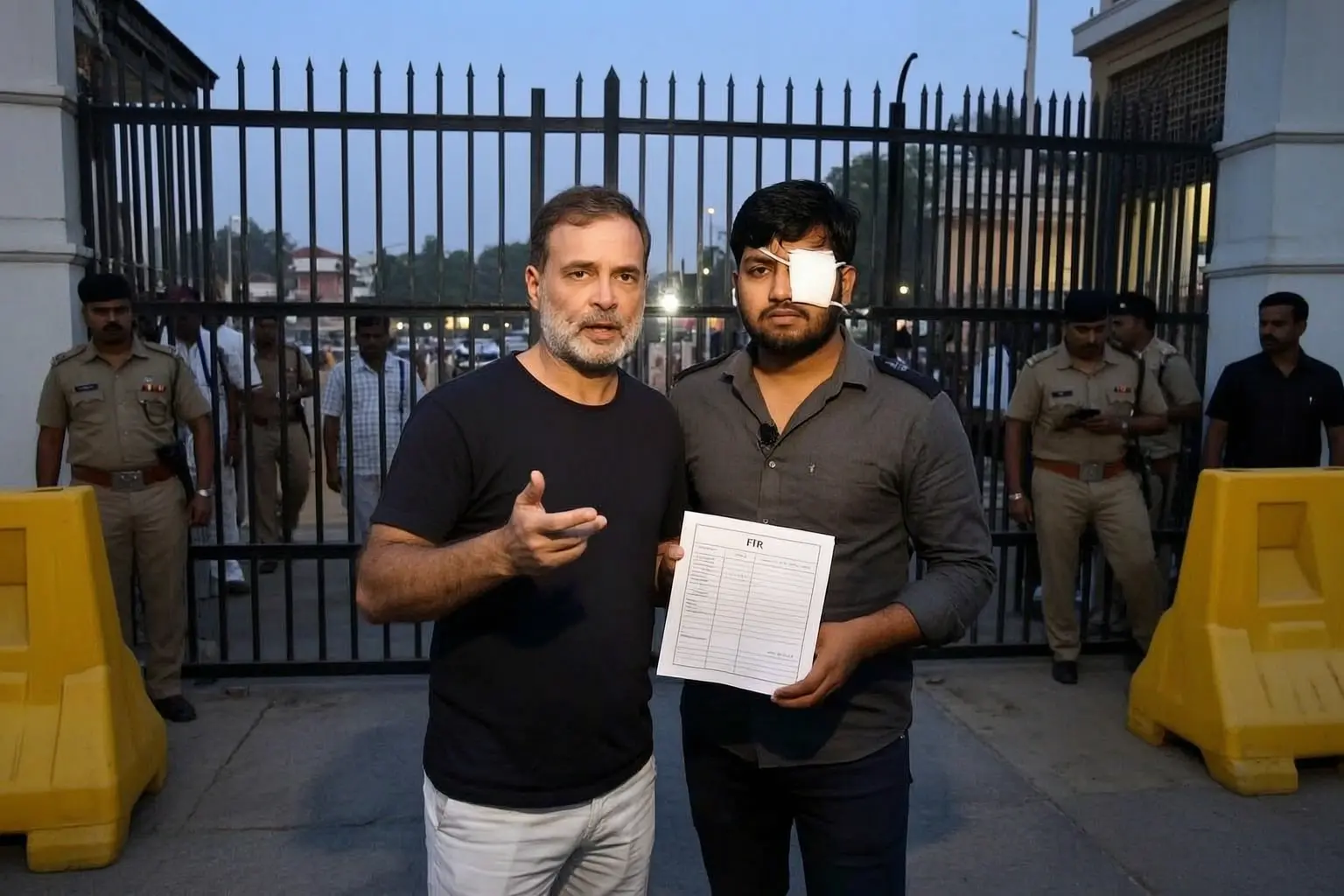 Rahul Gandhi dharna FIR Sahil Lochab pellet protest Parliament Street