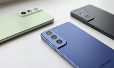 Samsung Galaxy S26 FE Blueberry camera island rear view