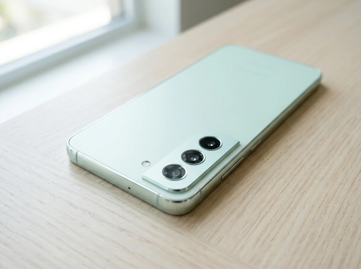Samsung Galaxy S26 FE pale green camera island teaser