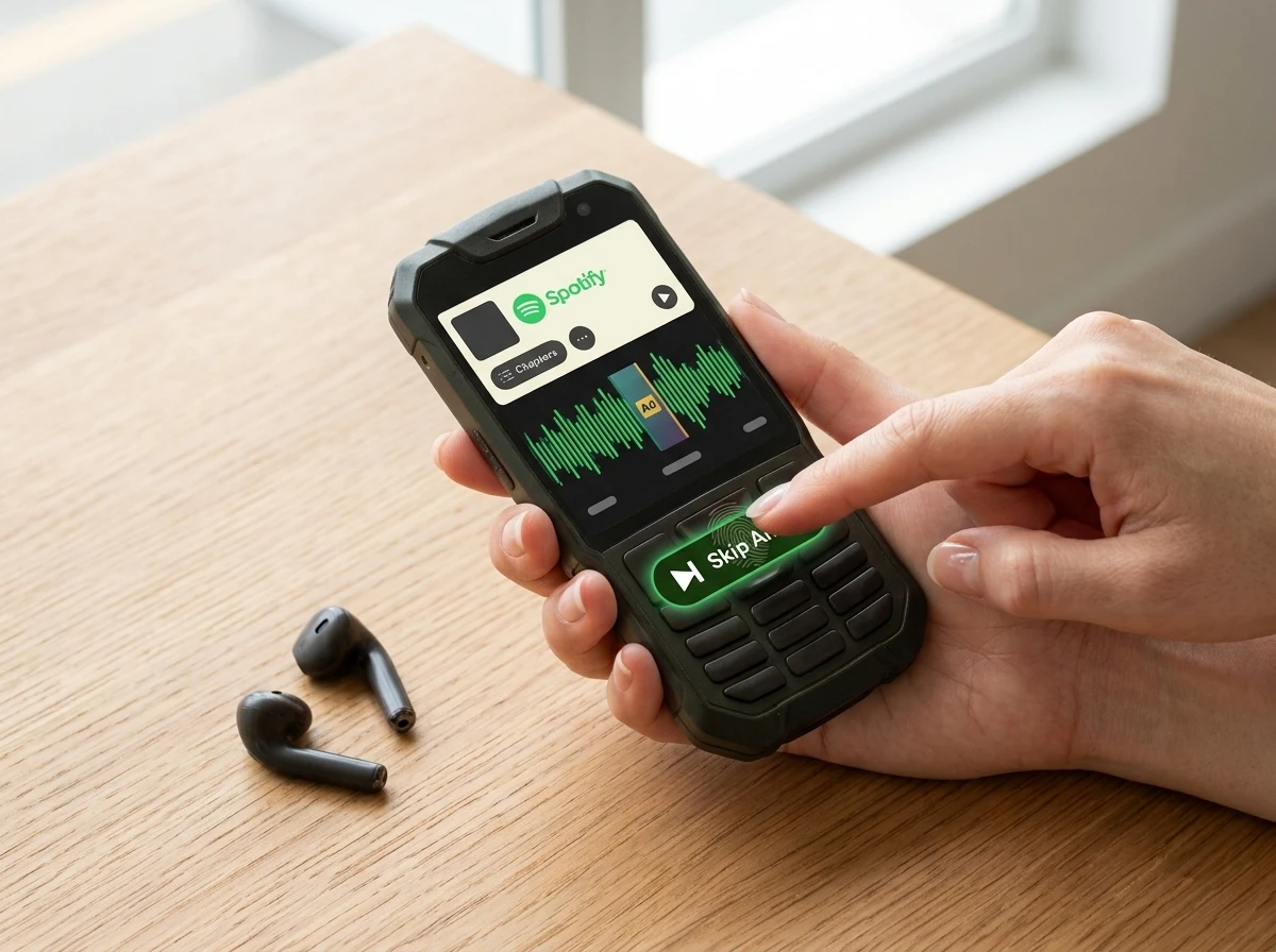 Spotify Skip Ahead button podcast ads Premium test