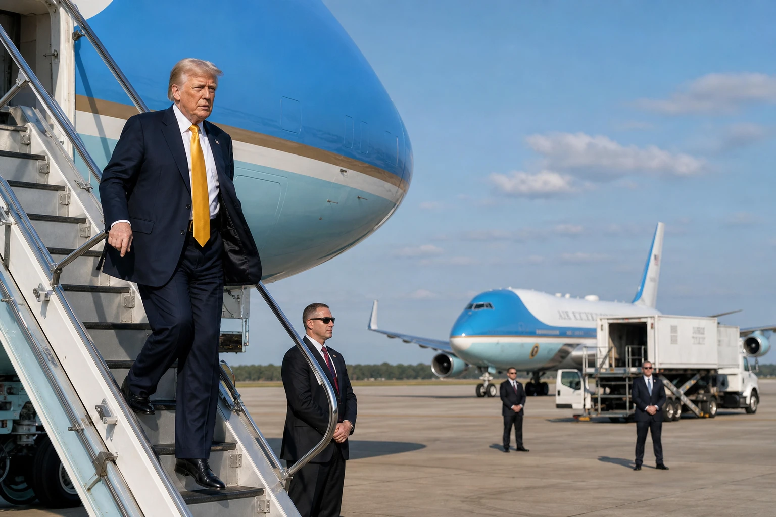 Trump secret C-32A catering truck Turkey flight Iran threat