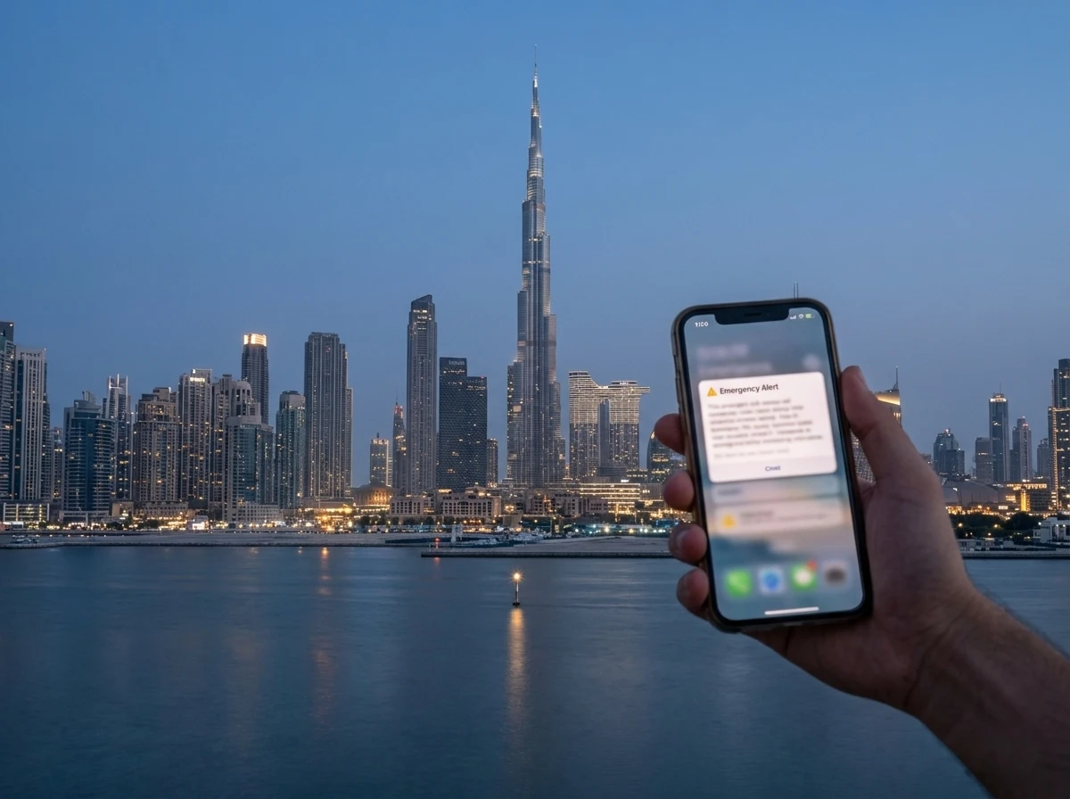 UAE missile alert Iran ballistic trade suspension Dubai