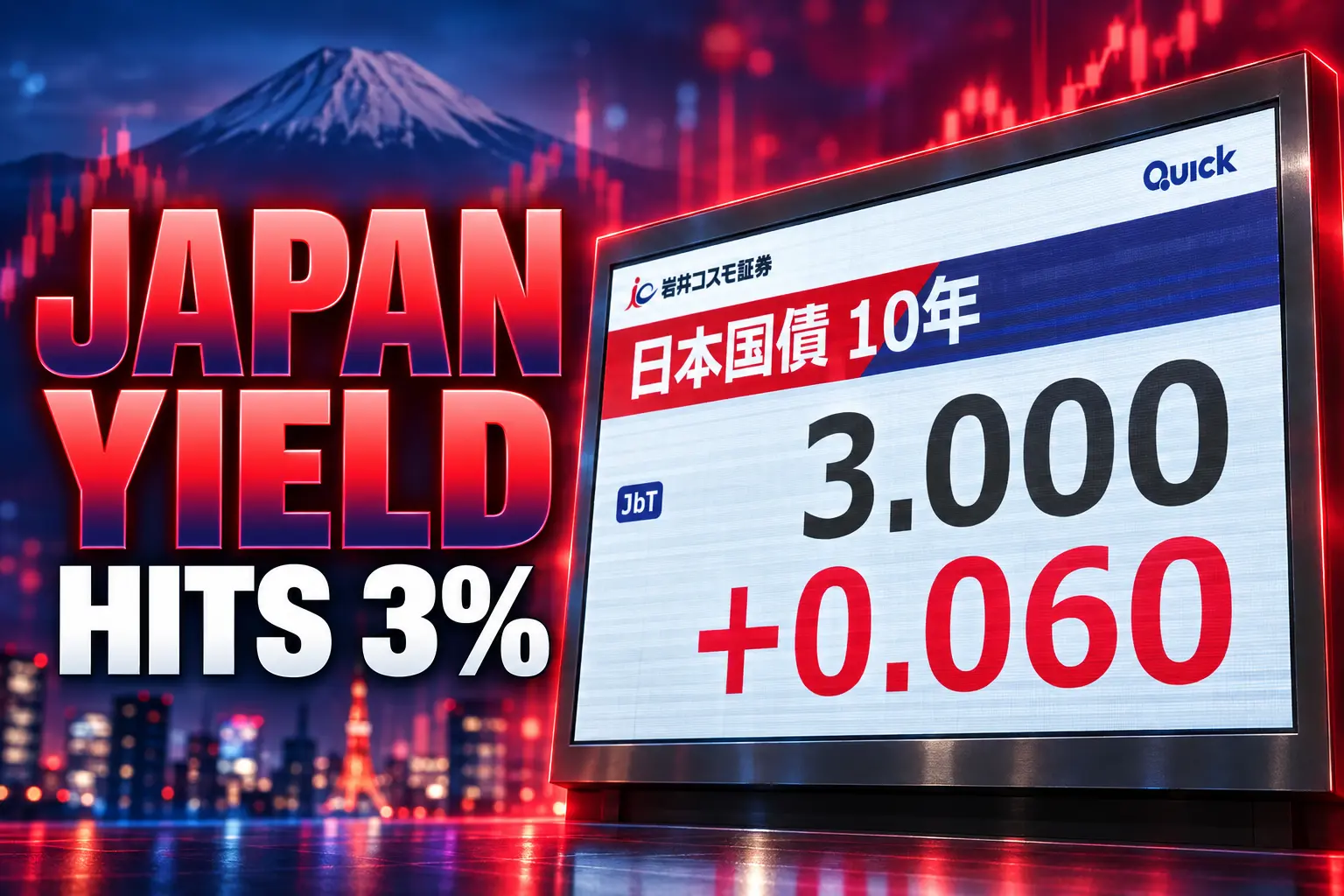Japan 10-year yield hits 3 percent 1996