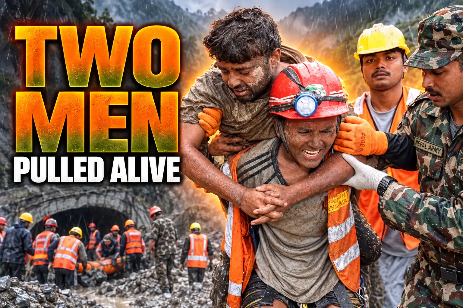 Nepal tunnel rescue two men pulled alive Trishuli