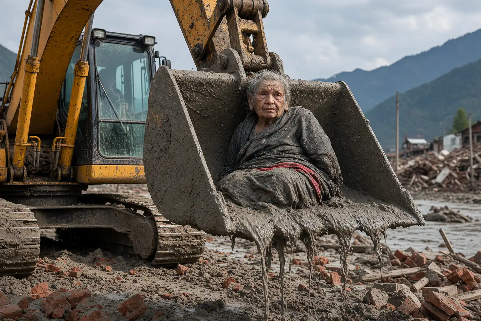 Guna Maya Bohara 97-year-old Nepal flood excavator rescue