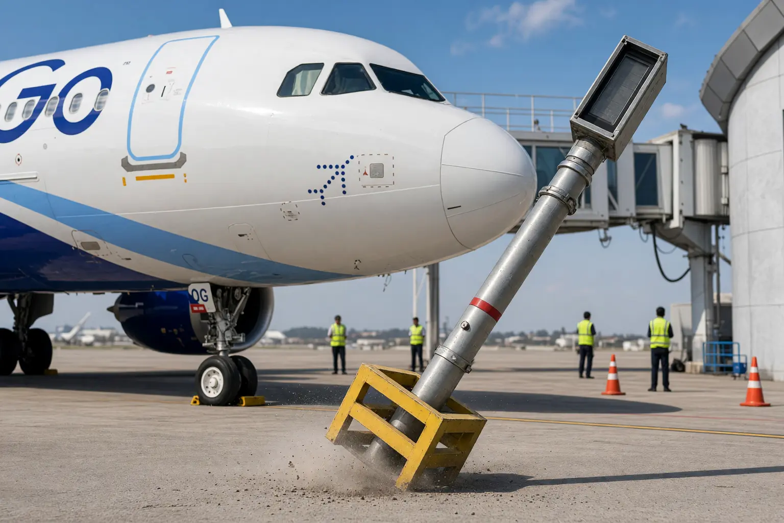 IndiGo A321neo hits VDGS pole Srinagar Bay 6