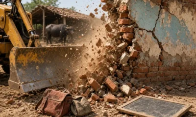 Rampura Kanwarpura school demolition after buffalo shed classes