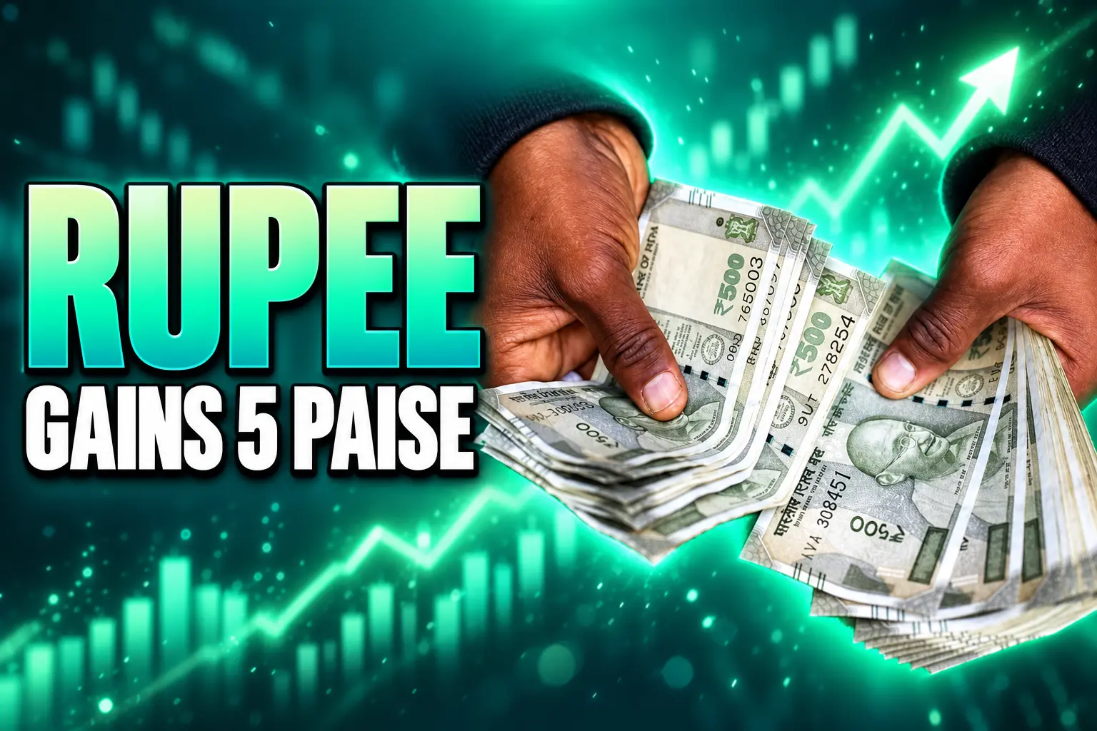 rupee gains 5 paise to 94.46 versus dollar