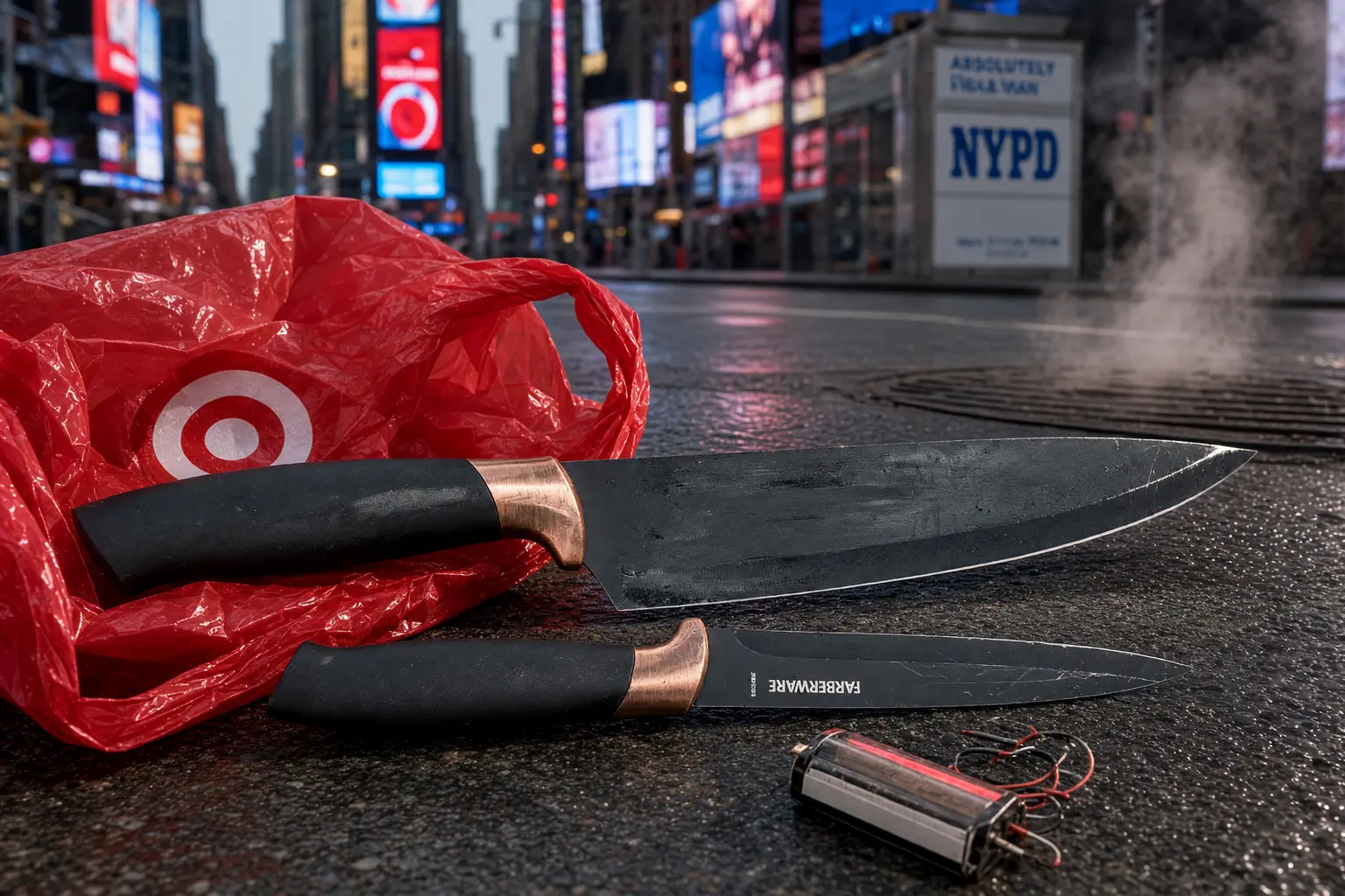 Times Square stabbing kitchen knives from a Target bag