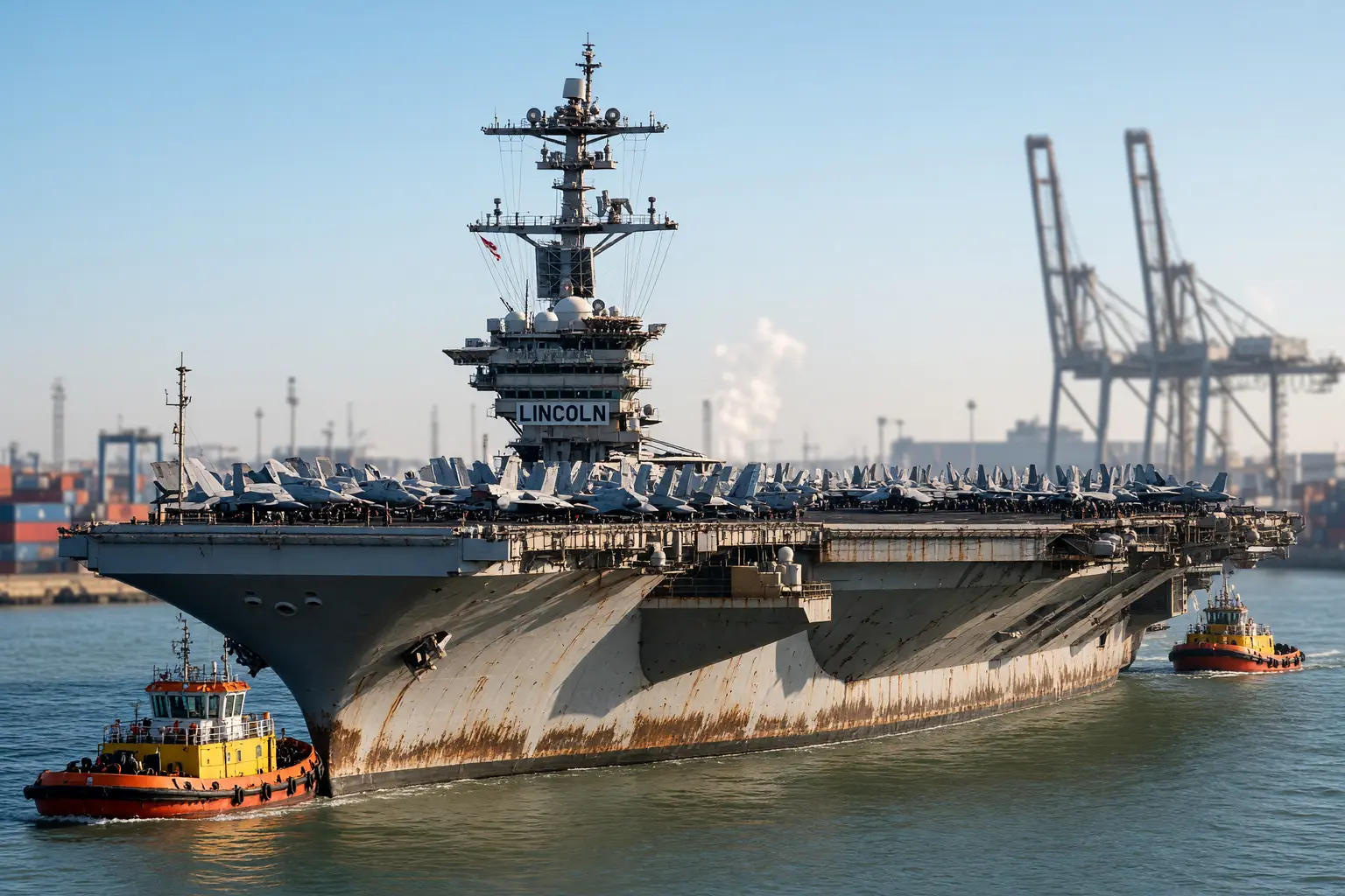 USS Abraham Lincoln arriving Laem Chabang after 286 days