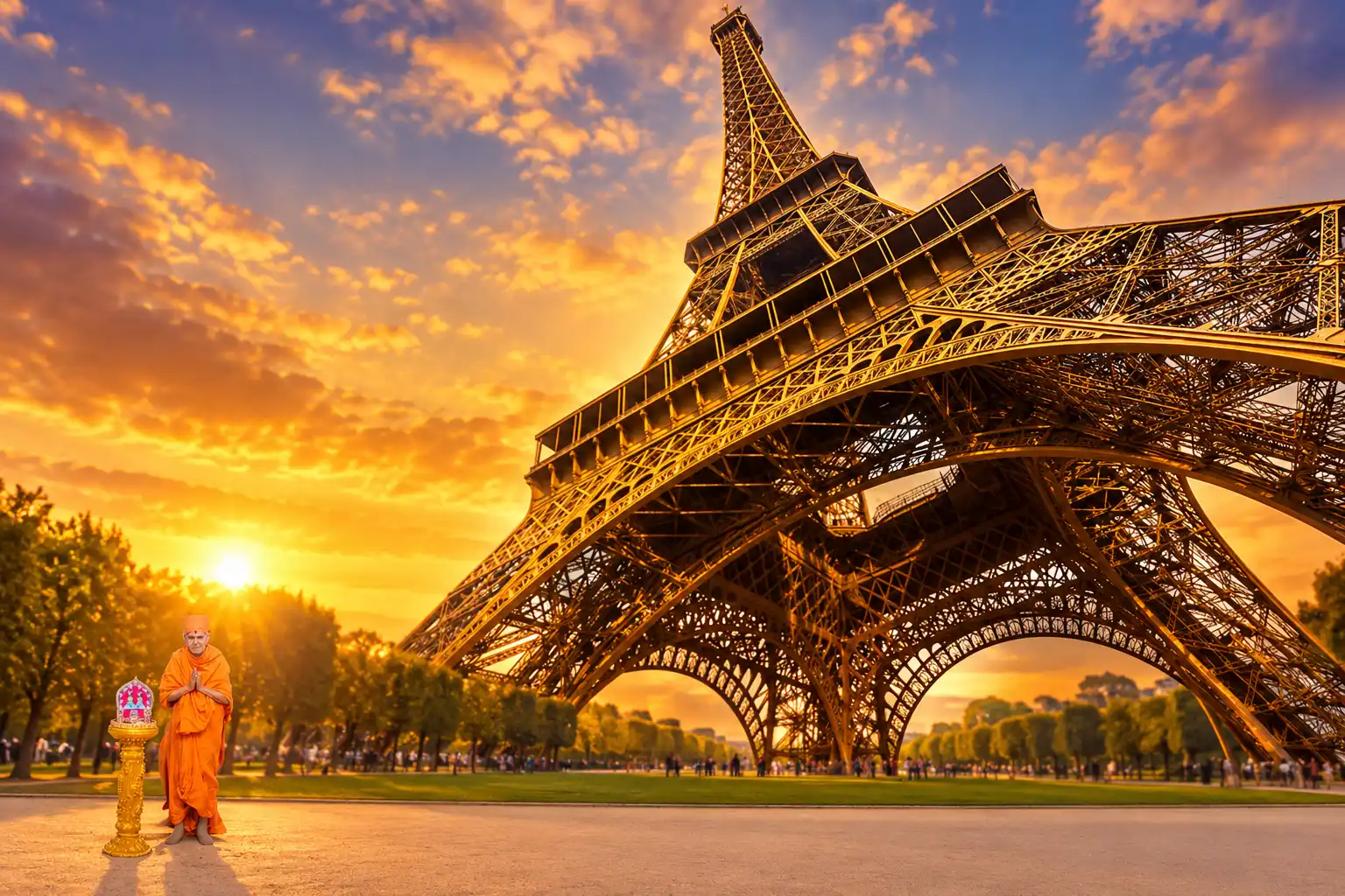 Eiffel Tower hid women for BAPS guru visit