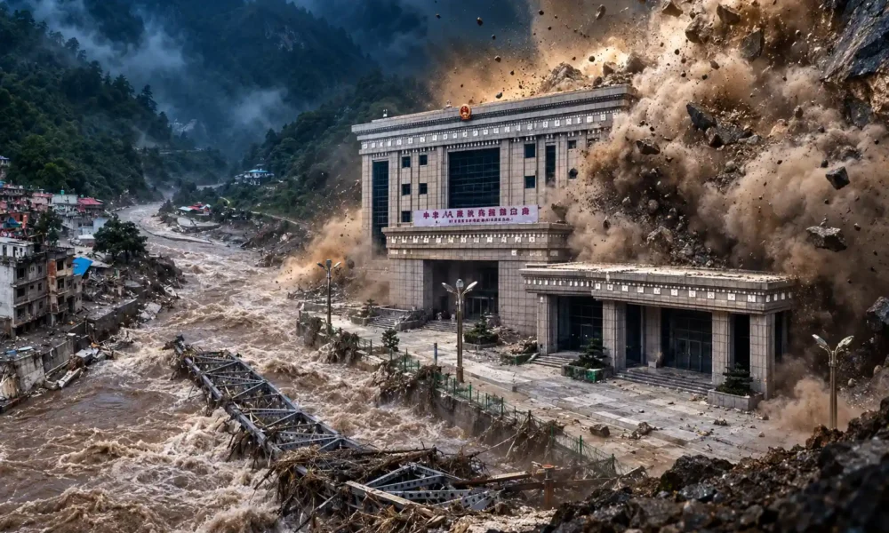 Gyirong Port flattened by ice rock flood