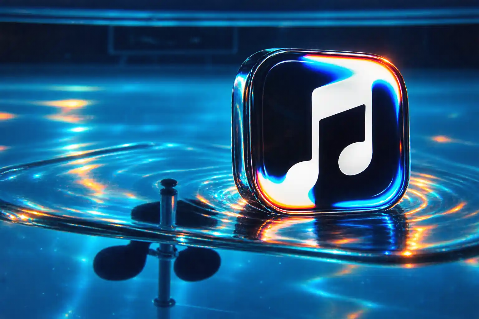 Apple Music logo made by sound oil ripples