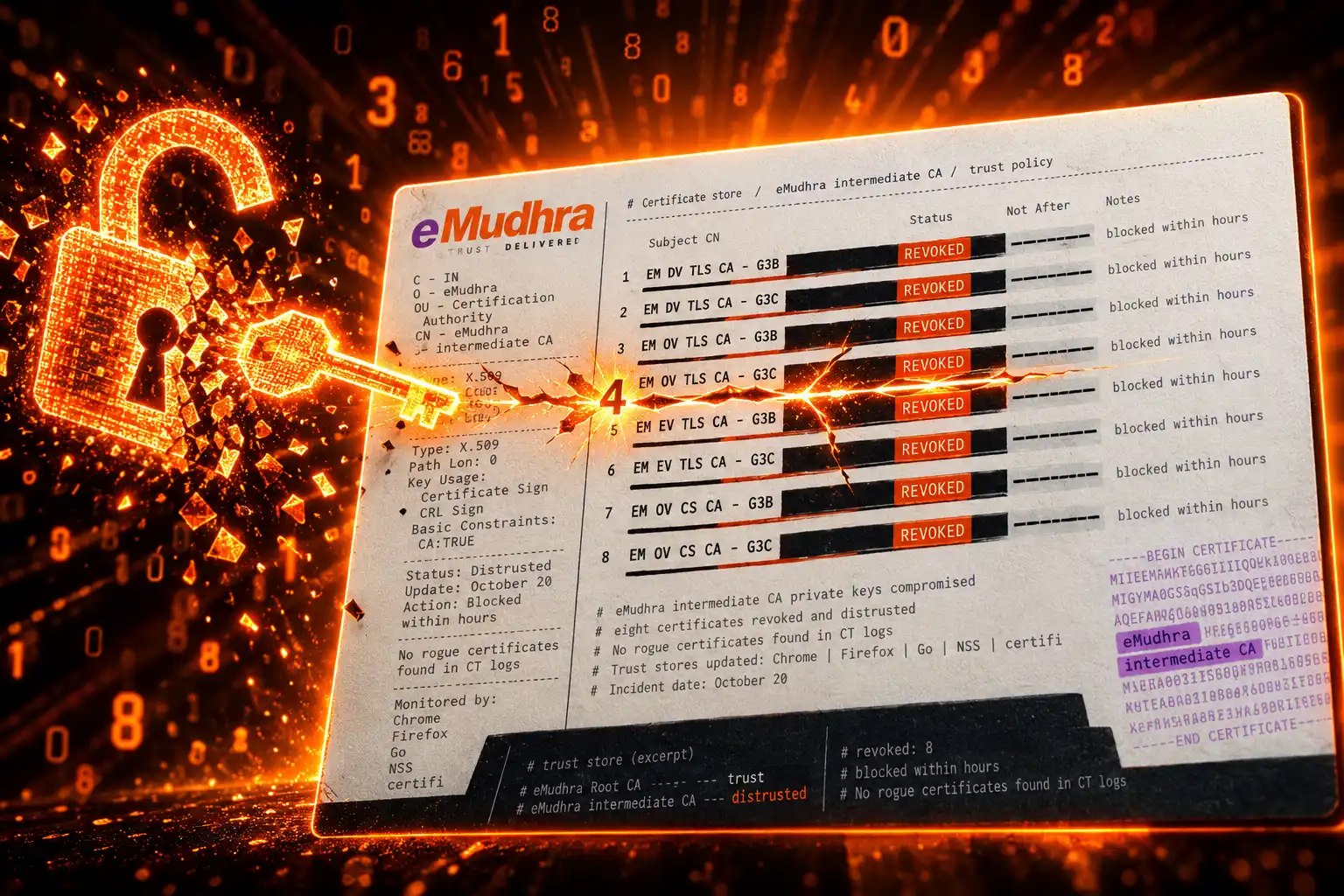 eMudhra CA private keys recovered from public certificates