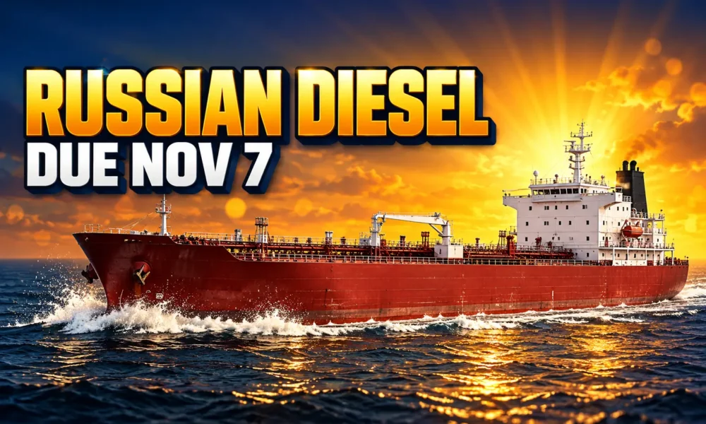 Russian diesel tanker Agioi Fanendes headed to United States