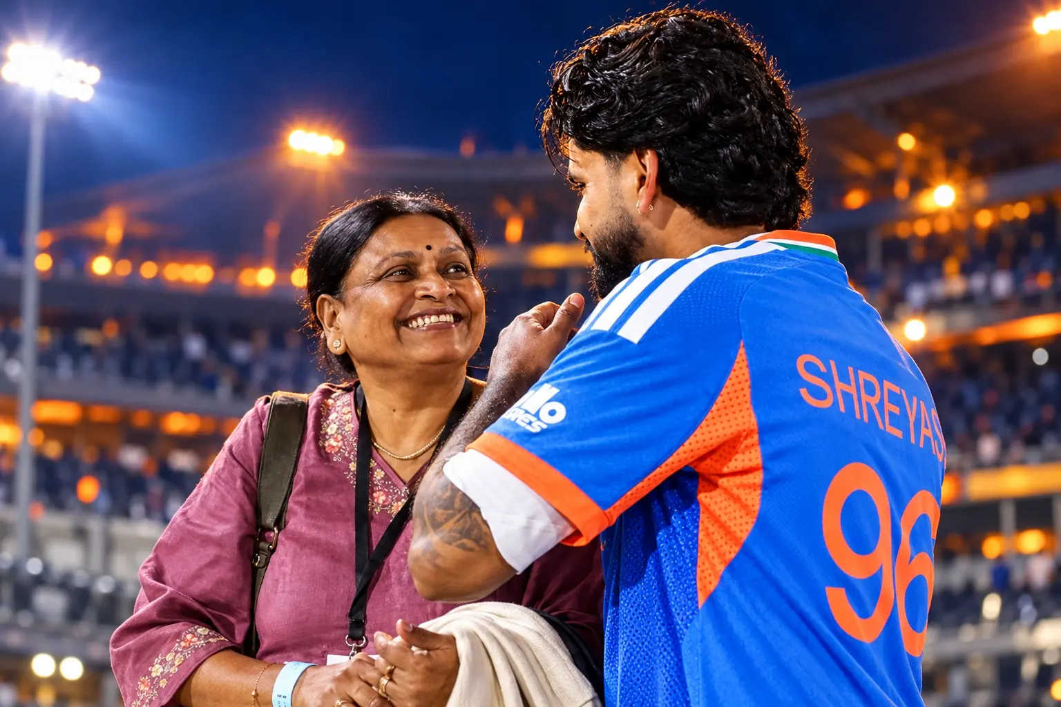 Shreyas Iyer parents hug after India 226 chase