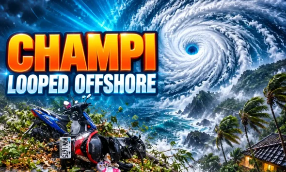 Typhoon Champi Taiwan loop injuries no landfall