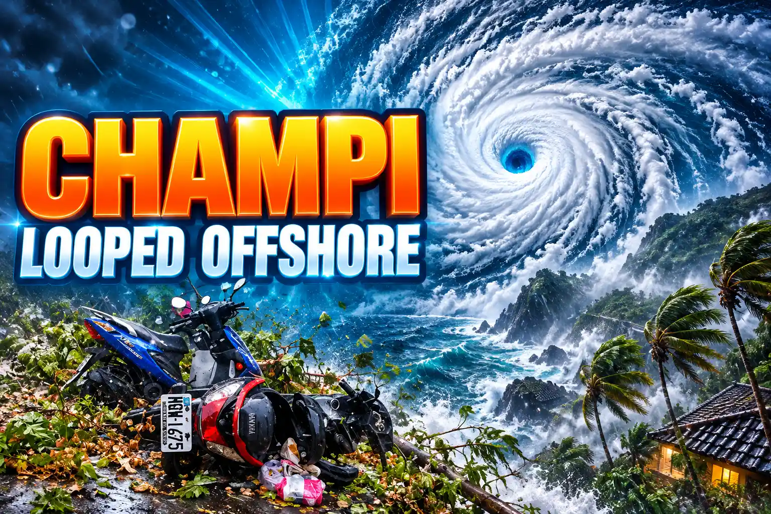 Typhoon Champi Taiwan loop injuries no landfall